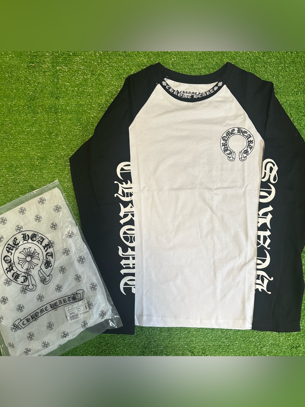 Chrome Hearts Black & White Kids Short Sleeve Tee with Gothic Logo